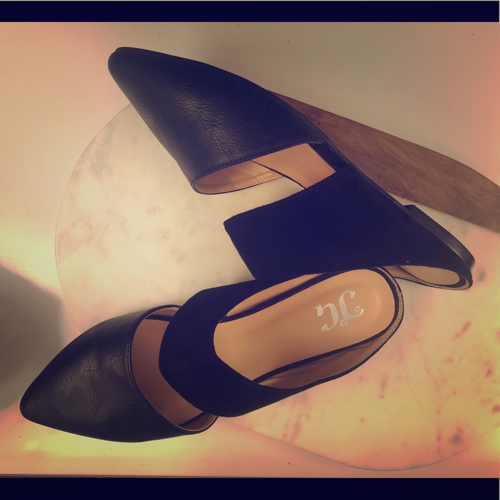 Black open back flats